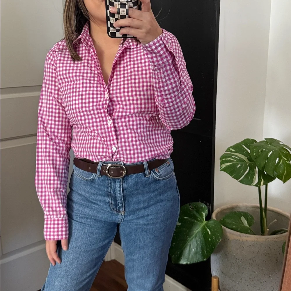 Frank & Eileen Multi Pink Gingham Signature Crinkle. Size S - Picture 9 of 9